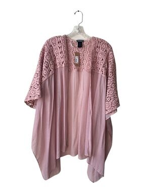 Steve Madden Dusty Pink Crochet-Trim Open Kimono